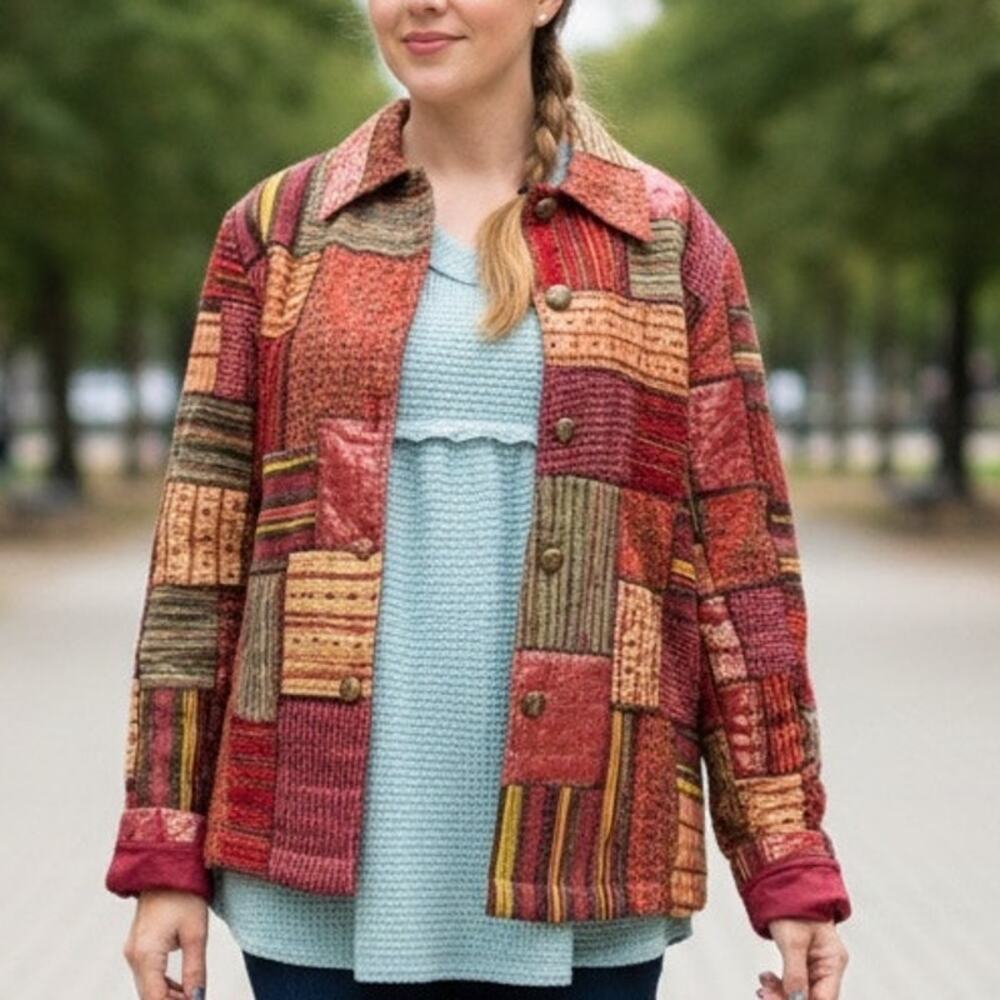 Vintage Coldwater Creek boho patchwork brocade jacket